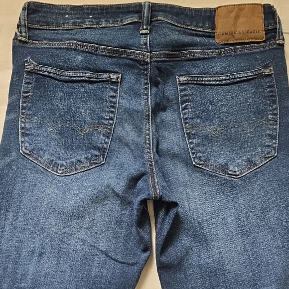 American Eagle Outfitters Men's Dark Blue Slim Straight Jeans - Picture 6 of 9
